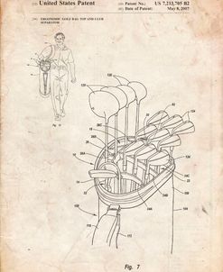PP234-Vintage Parchment Golf Bag Patent Poster
