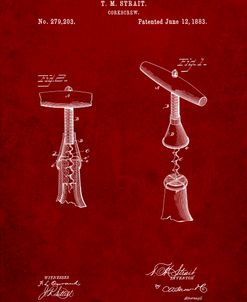PP235-Burgundy Corkscrew 1883 Patent Poster