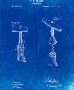 PP235-Faded Blueprint Corkscrew 1883 Patent Poster