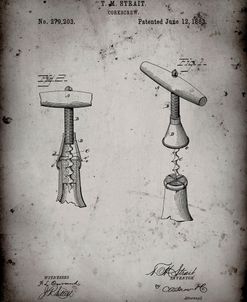 PP235-Faded Grey Corkscrew 1883 Patent Poster