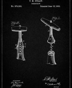 PP235-Vintage Black Corkscrew 1883 Patent Poster