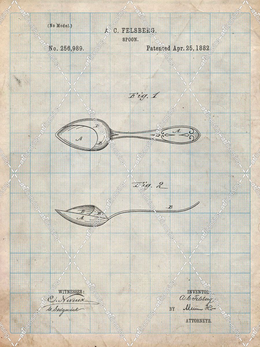 PP236-Antique Grid Parchment Training Spoon Patent Poster