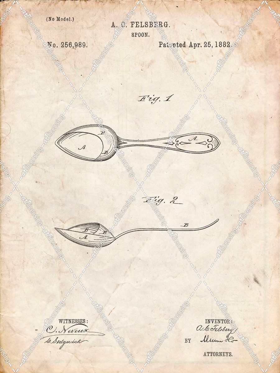PP236-Vintage Parchment Training Spoon Patent Poster