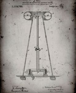 PP241-Faded Grey Tesla Energy Transmitter Patent Poster