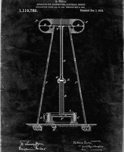 PP241-Black Grunge Tesla Energy Transmitter Patent Poster