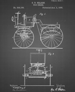 PP243-Black Grid Motor Buggy 1895 Patent Print