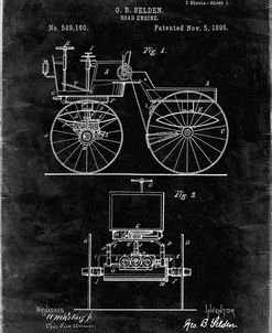 PP243-Black Grunge Motor Buggy 1895 Patent Print