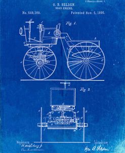 PP243-Faded Blueprint Motor Buggy 1895 Patent Print