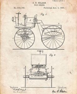 PP243-Vintage Parchment Motor Buggy 1895 Patent Print