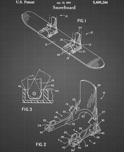 PP246-Black Grid Burton Baseless Binding 1995 Snowboard Patent Poster