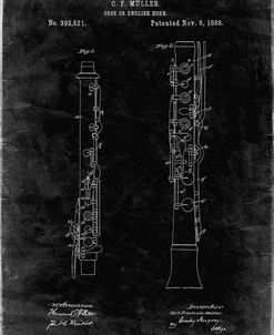 PP247-Black Grunge Oboe Patent Poster