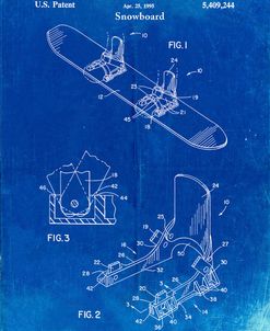 PP246-Faded Blueprint Burton Baseless Binding 1995 Snowboard Patent Poster