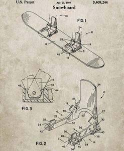 PP246-Sandstone Burton Baseless Binding 1995 Snowboard Patent Poster