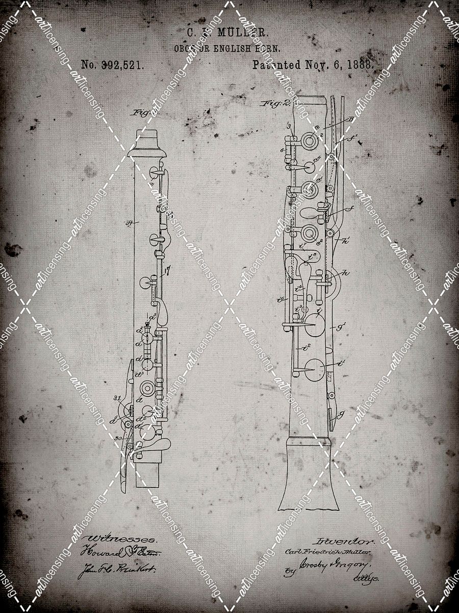 PP247-Faded Grey Oboe Patent Poster
