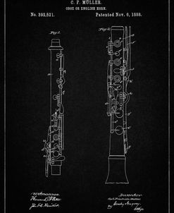 PP247-Vintage Black Oboe Patent Poster