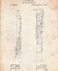 PP247-Vintage Parchment Oboe Patent Poster