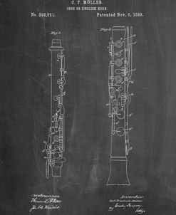 PP247-Chalkboard Oboe Patent Poster