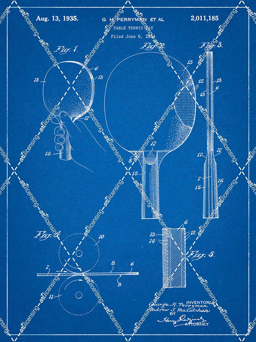 PP250-Blueprint Ping Pong Paddle Patent Poster