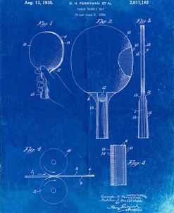 PP250-Faded Blueprint Ping Pong Paddle Patent Poster