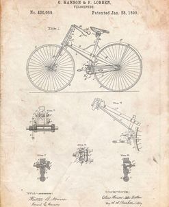 PP248-Vintage Parchment Bicycle 1890 Patent Poster