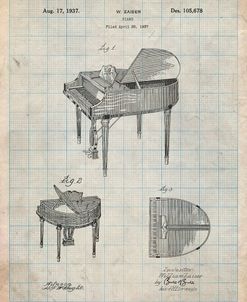 PP252-Antique Grid Parchment Wurlitzer Butterfly Model 235 Piano Patent Poster