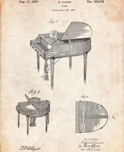 PP252-Vintage Parchment Wurlitzer Butterfly Model 235 Piano Patent Poster
