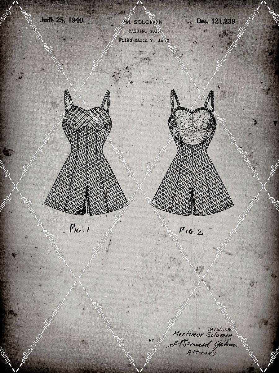 PP254-Faded Grey Bathing Suit Patent Poster