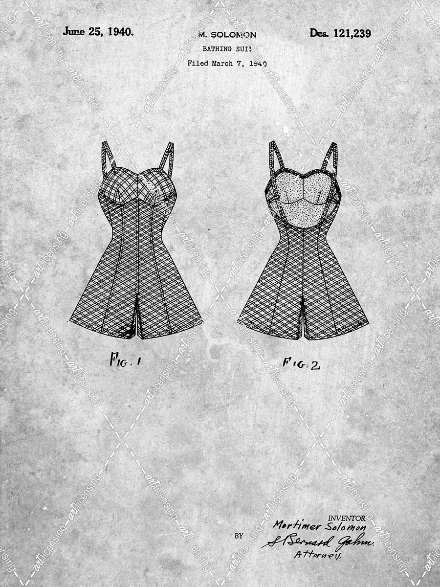 PP254-Slate Bathing Suit Patent Poster