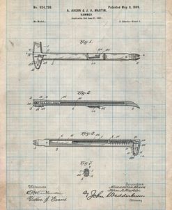 PP255-Antique Grid Parchment Dispensing Hammer Patent Poster