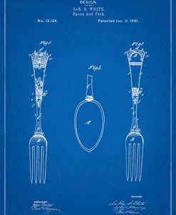 PP258-Blueprint Antique Spoon and Fork Patent Poster