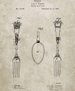 PP258-Sandstone Antique Spoon and Fork Patent Poster