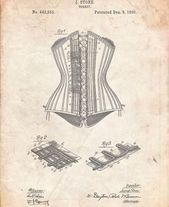 PP259-Vintage Parchment Corset Patent Poster