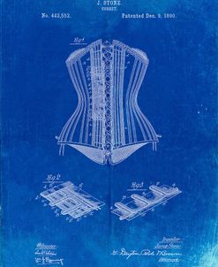 PP259-Faded Blueprint Corset Patent Poster