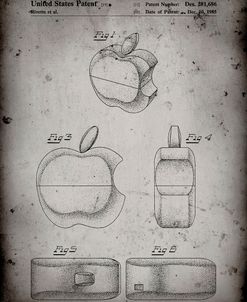 PP260-Faded Grey Apple Logo Flip Phone Patent Poster