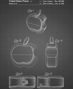 PP260-Black Grid Apple Logo Flip Phone Patent Poster