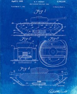 PP262-Faded Blueprint Military Self Digging Tank Patent Poster
