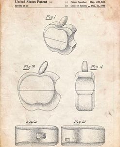 PP260-Vintage Parchment Apple Logo Flip Phone Patent Poster
