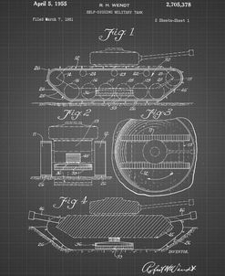 PP262-Black Grid Military Self Digging Tank Patent Poster