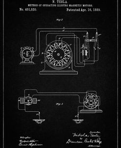PP264-Vintage Black Tesla Operating Electric Motors Map Poster