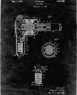 PP265-Black Grunge Vintage Hair Dryer Patent Poster