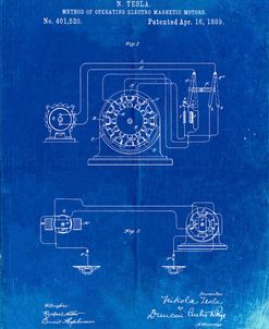 PP264-Faded Blueprint Tesla Operating Electric Motors Map Poster
