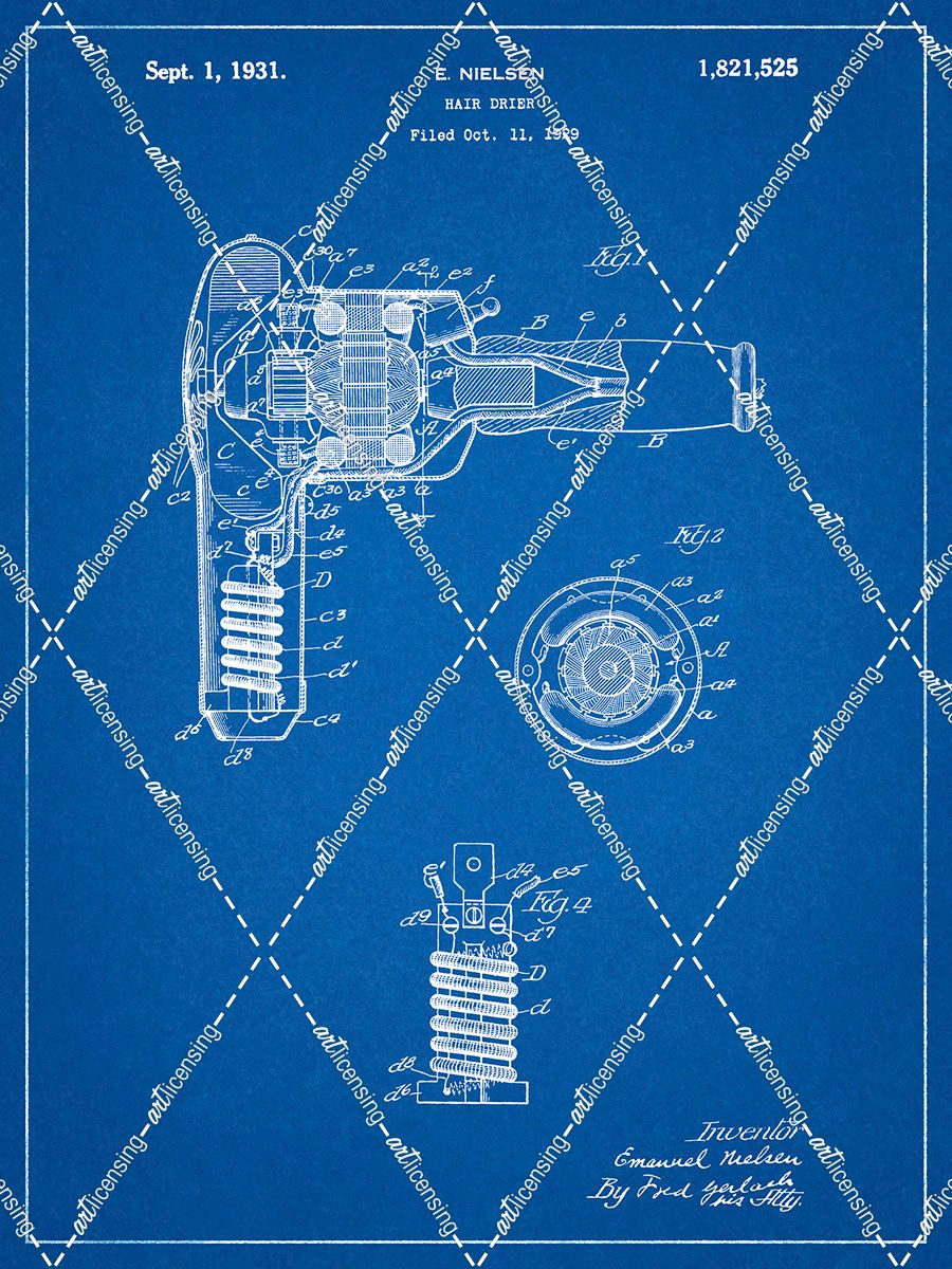 PP265-Blueprint Vintage Hair Dryer Patent Poster