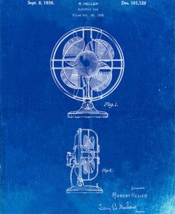 PP266-Faded Blueprint Table Fan Patent Poster