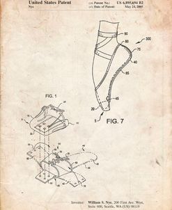 PP268-Vintage Parchment Ballet Shoe Patent Poster