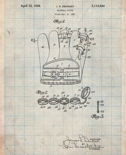 PP272-Antique Grid Parchment Denkert Baseball Glove Patent Poster