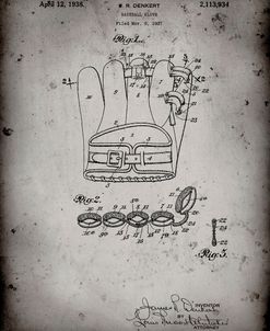 PP272-Faded Grey Denkert Baseball Glove Patent Poster
