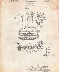 PP272-Vintage Parchment Denkert Baseball Glove Patent Poster