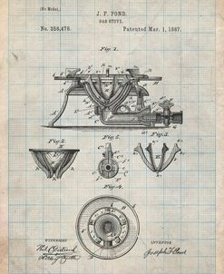 PP274-Antique Grid Parchment Gas Stove Range 1887 Patent Poster