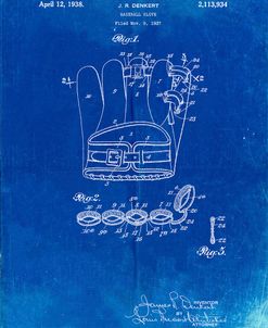 PP272-Faded Blueprint Denkert Baseball Glove Patent Poster