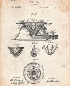 PP274-Vintage Parchment Gas Stove Range 1887 Patent Poster